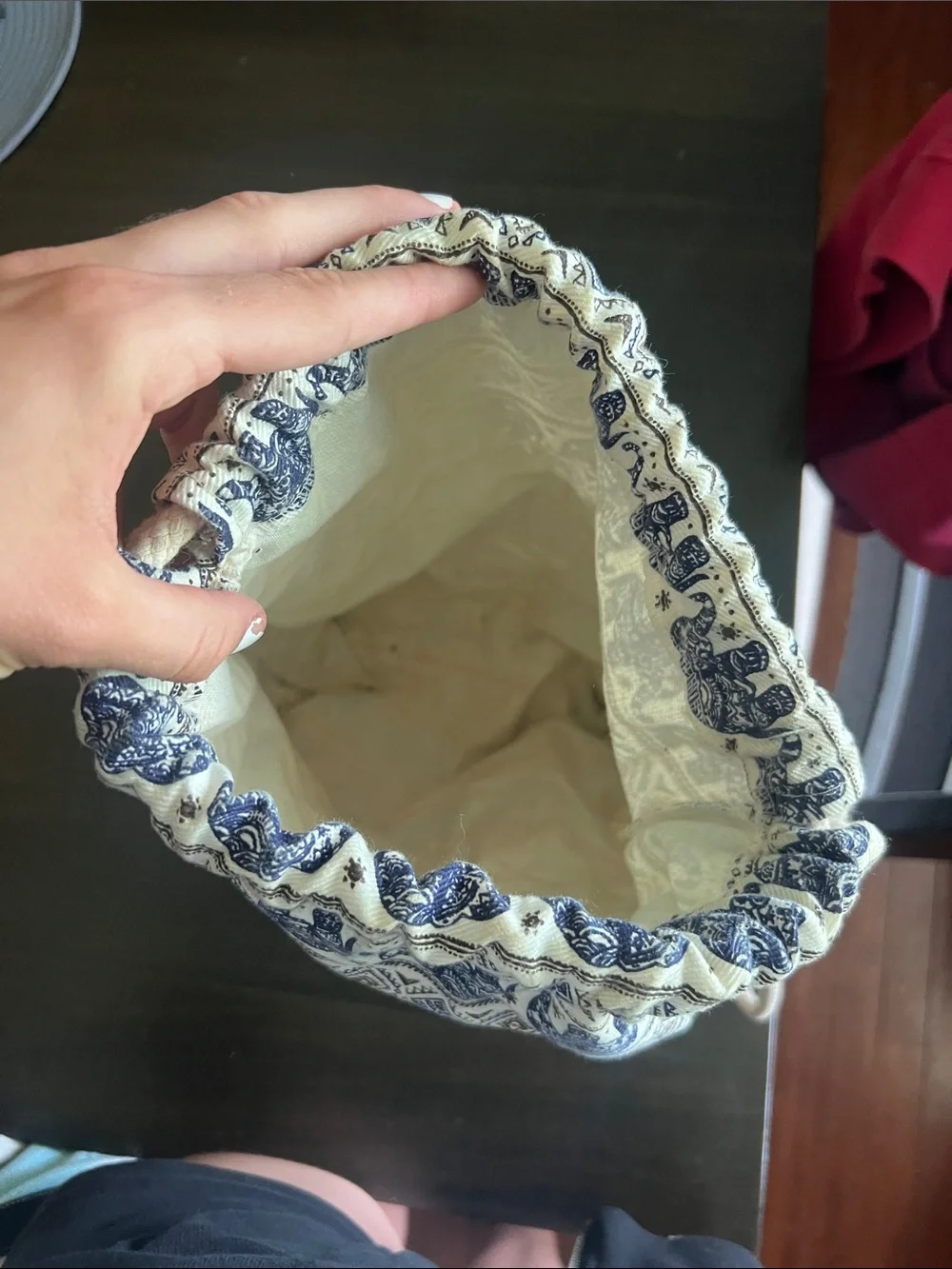 Handmade Elephant drawstring bag from Thailand
